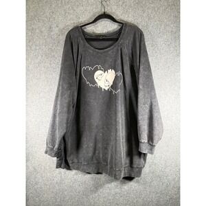 Torrid Skull Print Acid Wash Oversized Sweatshirt Top Women's Size 3X Grunge